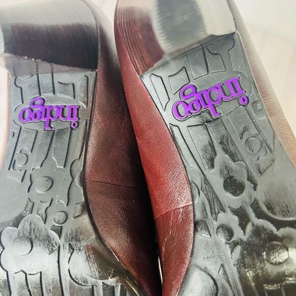 Clark’s Indigo Mahogany Leather Pump Heels Ankle Booties - Picture 11 of 12